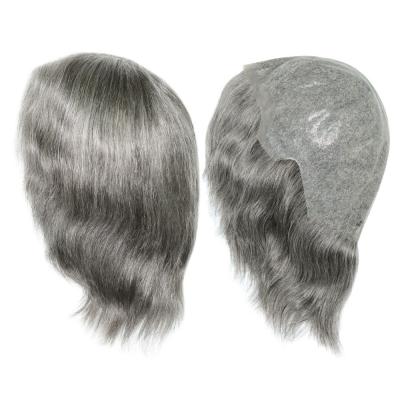 FW 6 inches Human Hair with Grey Full Polyskin knotted PU Full Head Human Hair Wig for Men and Women Natural Straight Hair