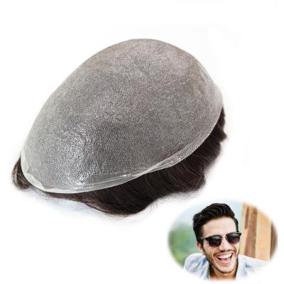 Micro Thin Skin Human Hair Toupee Mens hair replacement Wig All V-Loop poly