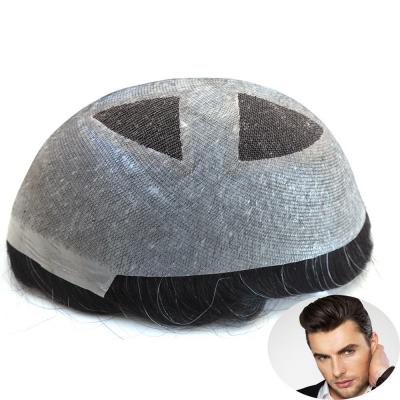 New Base Q4 Indian Human Hair Toupee Lace with V-Looped PU Poly Skin Hair System Men's Capillary Prothesis Dropshipping 