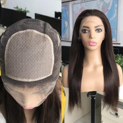 Silk base full lace wig supply 100% human remy virgin hair vendor hair wholesale dark brown color glueless silk top wig